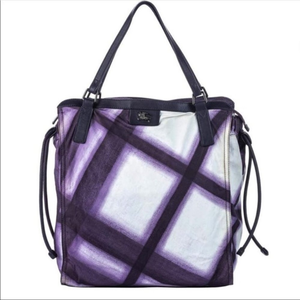 Purple Plaid Tote Bag - Burberry Women's Handbag